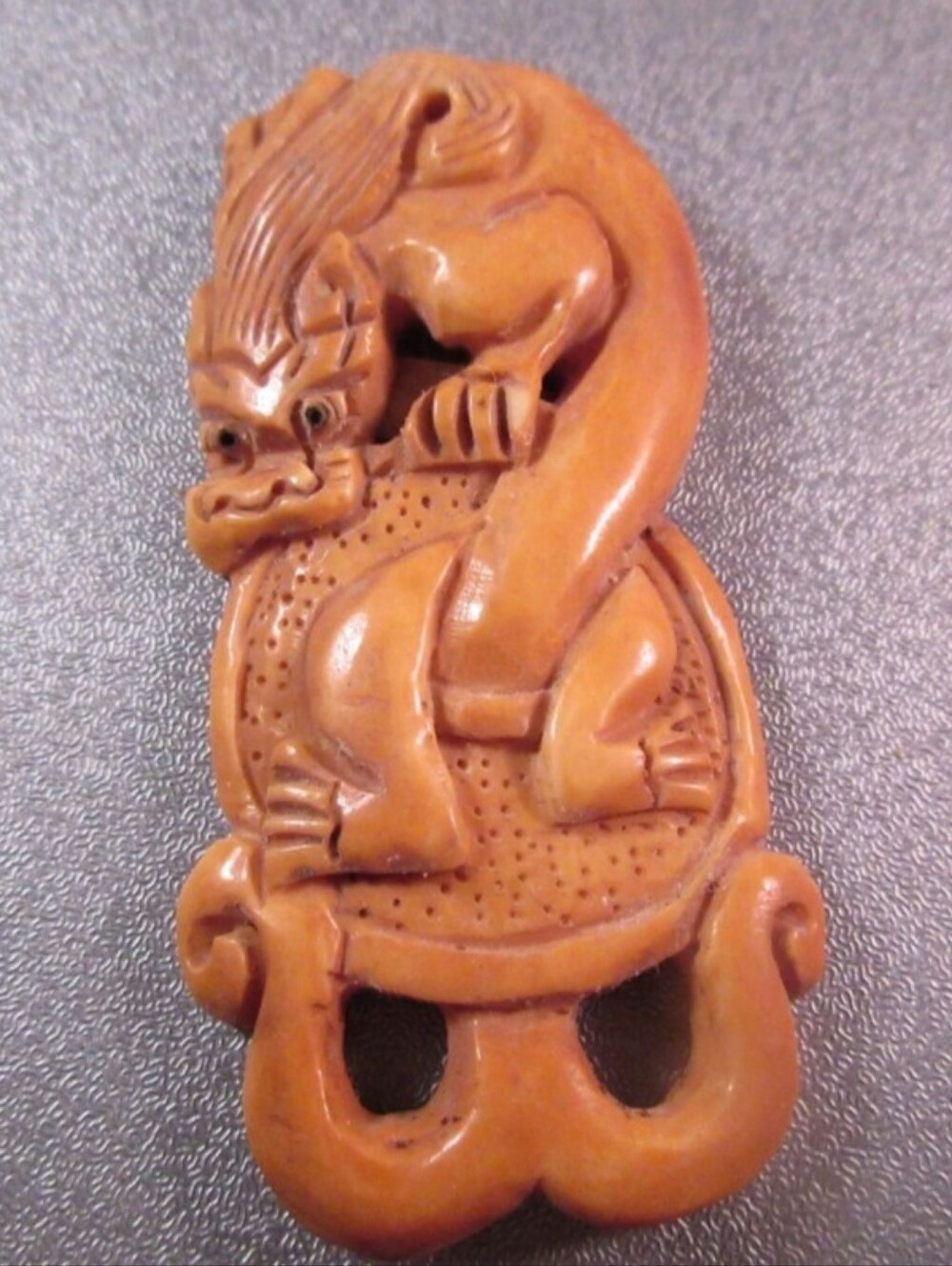 Hand-Carved Dragon Focal Bead Pendant
